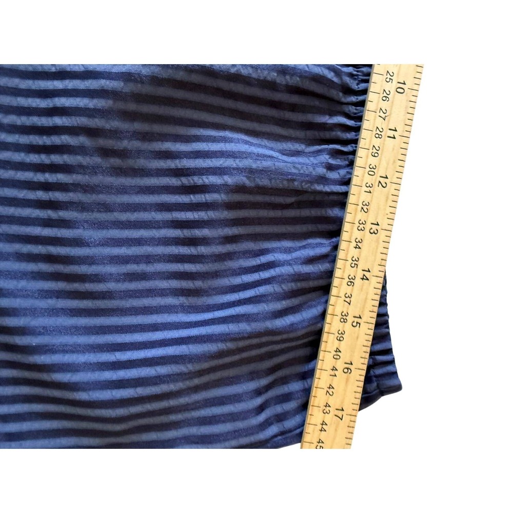 Things Between Womens Navy Striped Wide Leg Pants Eyelet Lace Hem Size Large - Picture 4 of 6